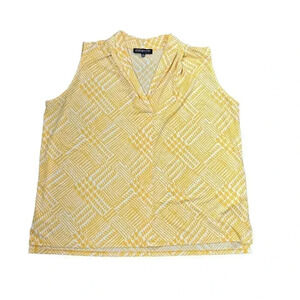 Women's 2x Jones New York Yellow‎ & White Tank Top/Blouse/Camisole